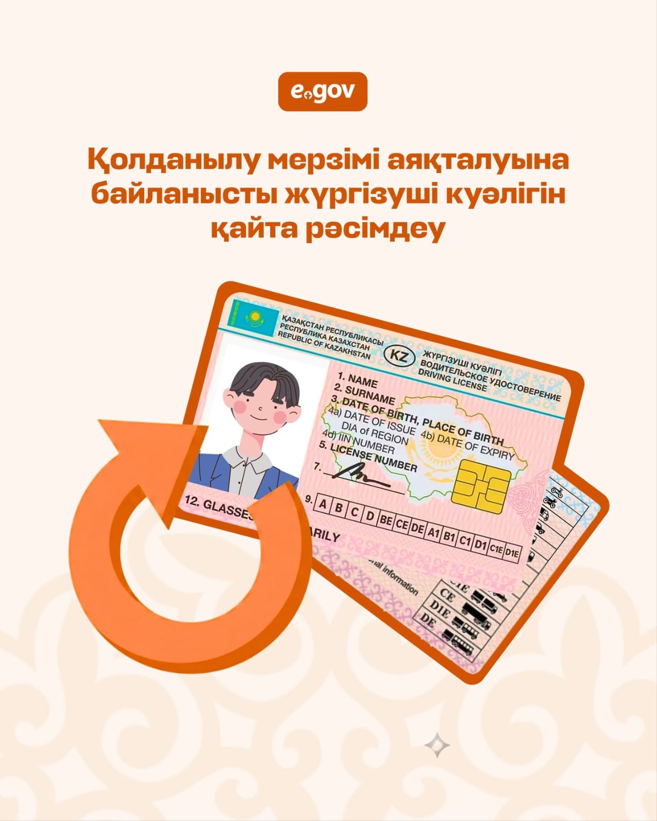 Қазақстандықтар жүргізуші куәлігін оның жарамдылық мерзімі аяқталғаннан кейін eGov.kz порталы және eGov Mobile мобильді