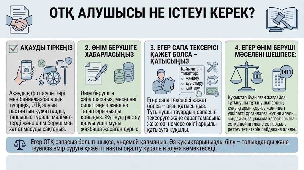 Техникалық оңалту құралдары: тауар сапасыз болып шықса, не істеу керек? ТСР алушылардың іс-әрекет тәртібі және өз құқықтарын қорғау
