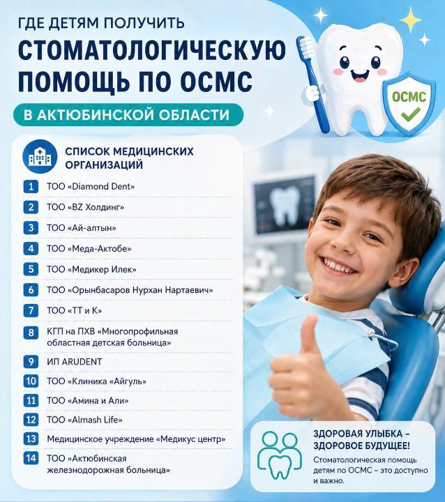 Балалар МӘМС арқылы стоматологиялық көмекті қайдан ала алады